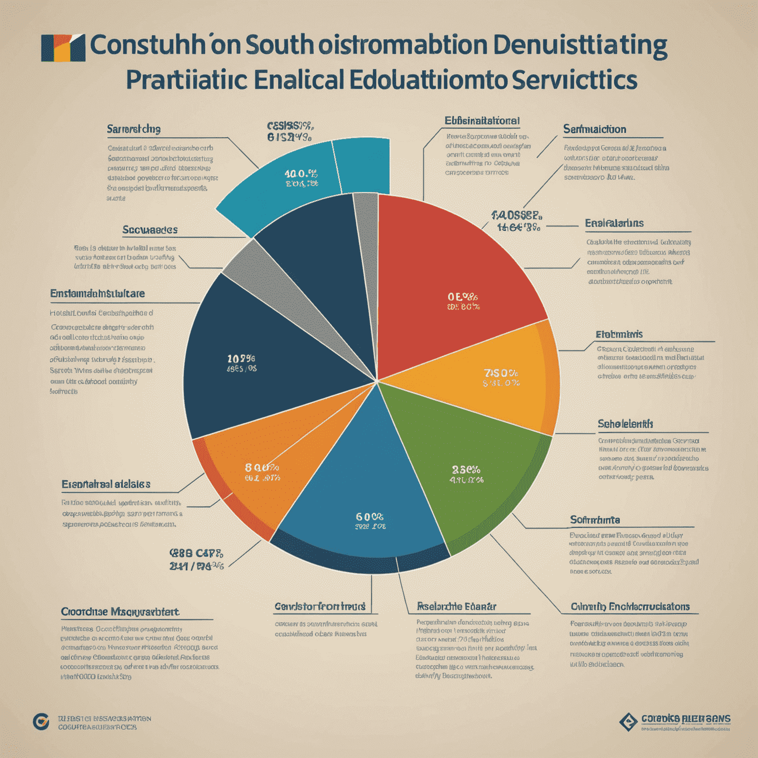 Pie chart showing the distribution of consulting services demand in South Africa, highlighting the growth in HR and education sectors