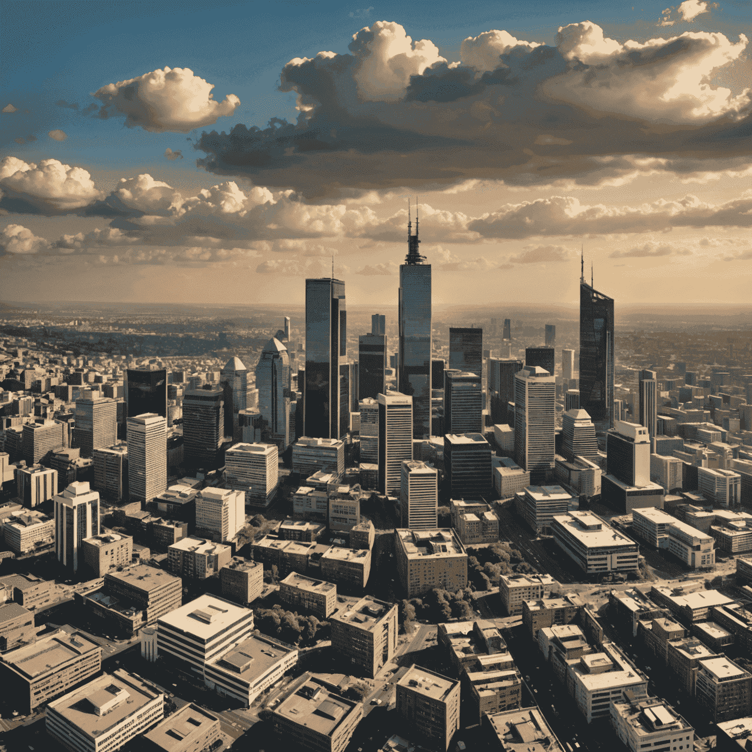 A panoramic view of Johannesburg's skyline, symbolizing the growth and opportunities in South Africa's financial sector